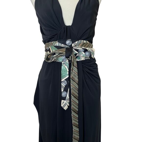 Unique Satin Obi Belt Wide One Size Wrap Money Green Black Gold Upcycle Necktie - Picture 2 of 4